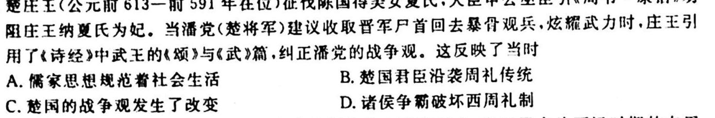 江西省2023一2024学年九年级高效课堂练习（二）历史试卷答案