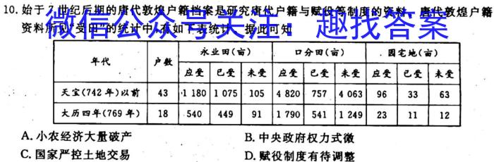 河北省2023-2024学年度九年级第一学期学业水平调研测试历史