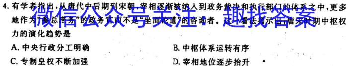 安徽省2023-2024九年级上学期阶段性练习(二)历史