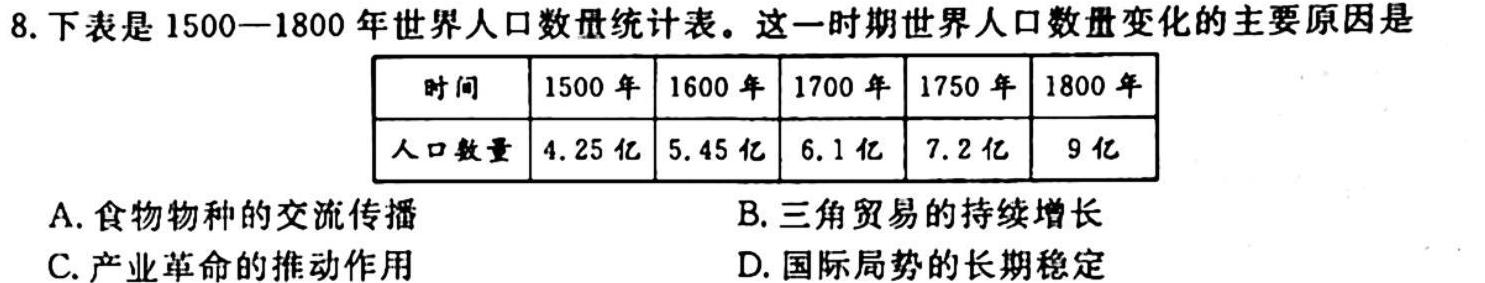 河南省七年级2023-2024学年度综合素养评估（二）【R-PGZX C HEN】历史