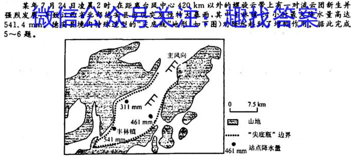 [今日更新]河北省2023-2024学年示范性高中高二年级期中质量检测联合测评地理h