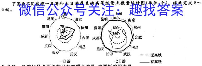 [今日更新]衡水金卷先享题月考卷 2023-2024上学期高三五调考试地理h