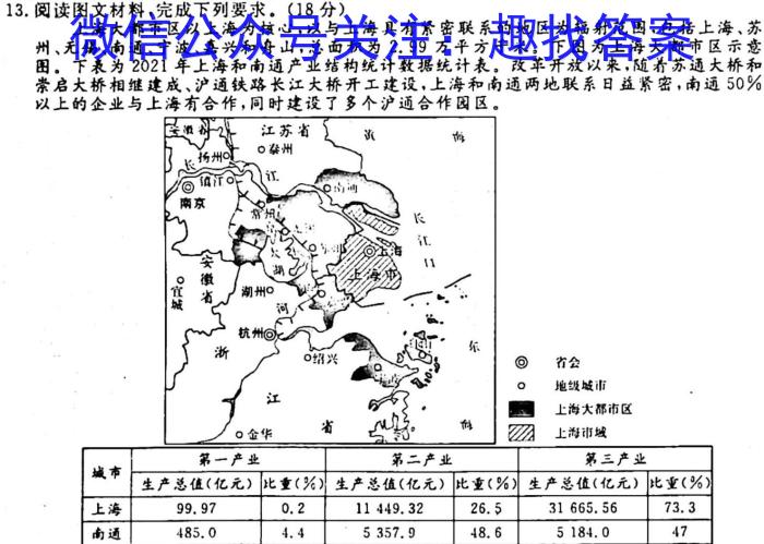 2023~2024学年陕西省八年级综合模拟(二)MNZX E SX地理试卷答案