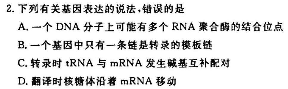 2024届全国高考分科模拟检测示范卷(4)生物