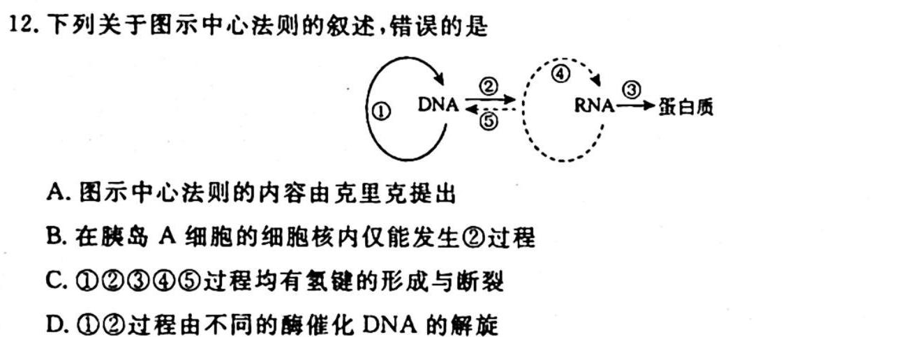 大荔县2023-2024学年高三一模生物