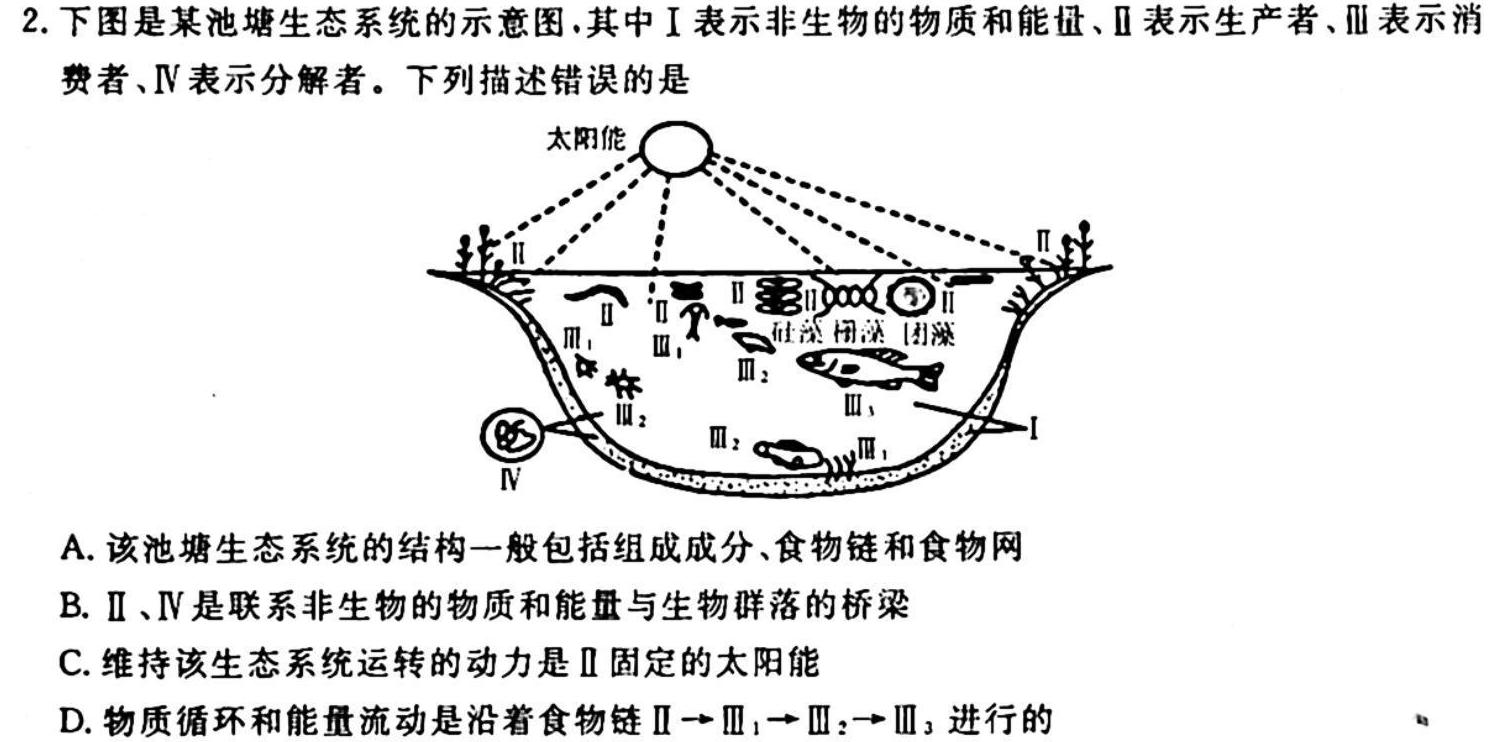 江苏省2023-2024学年高一上学期10月阶段性质量检测生物