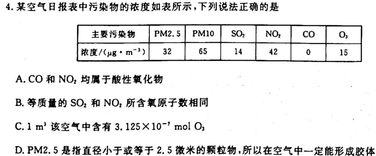 1琢名小渔·河北省2023-2024学年高二年级期中测试化学试卷答案