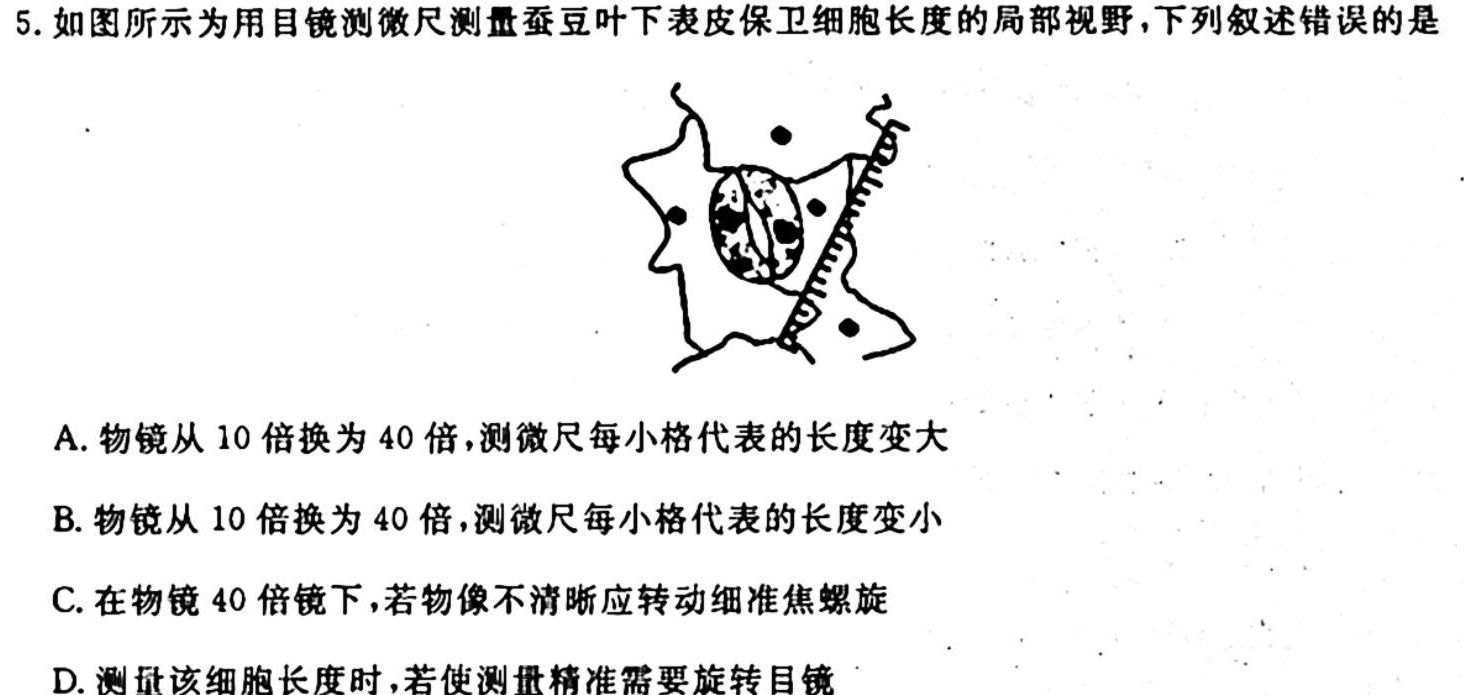 陕西省2023-2024学年度第一学期九年级阶段性学习效果评估（三）生物