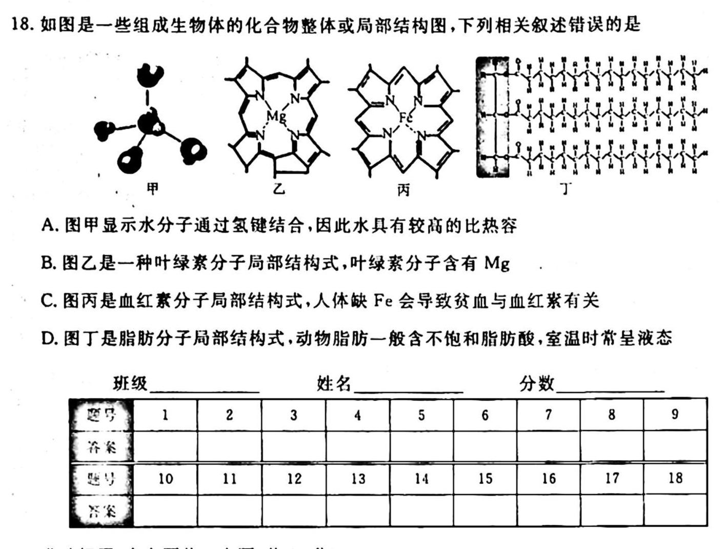  2023-2024学年安徽省八年级上学期阶段性练习（二）生物