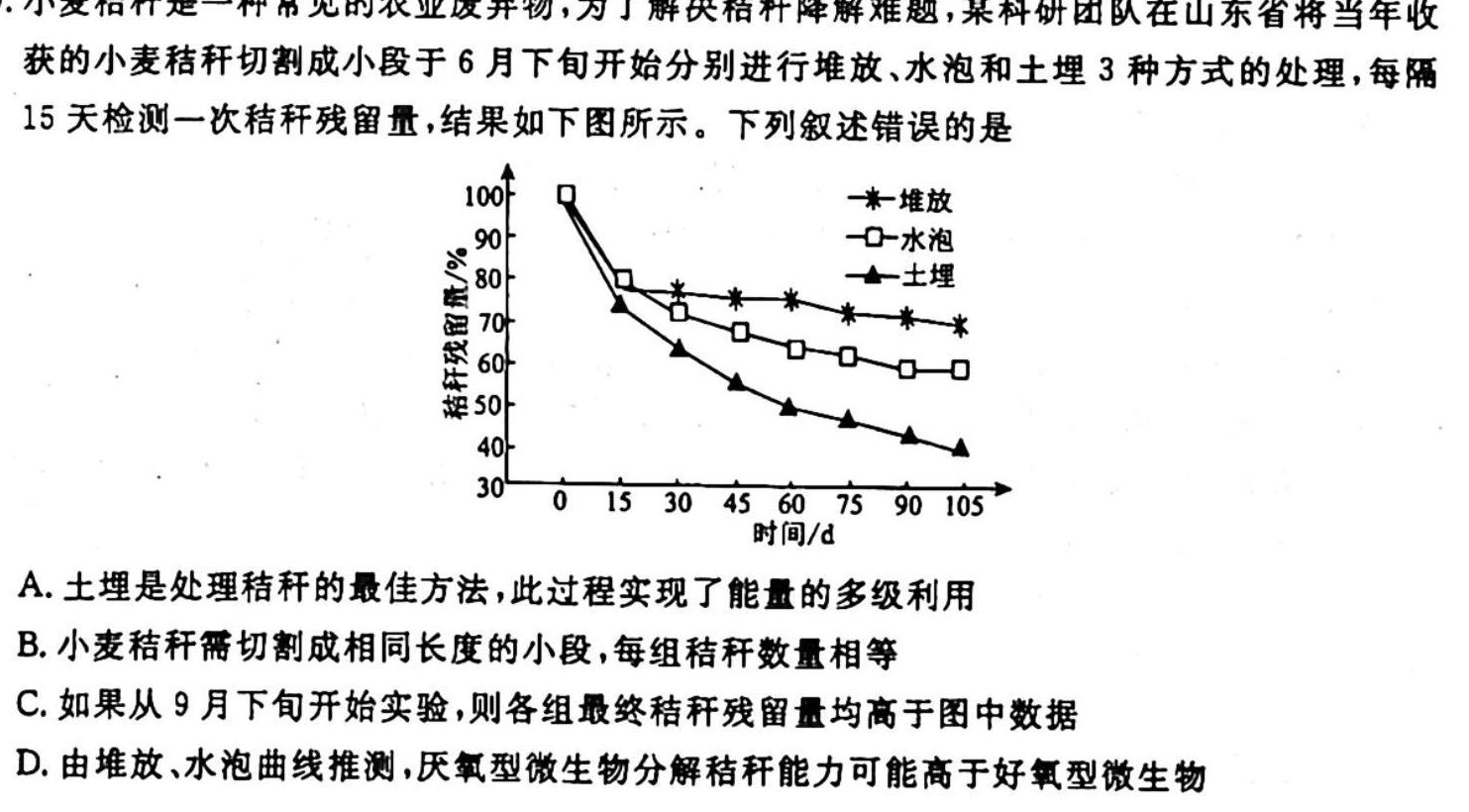 江西省2024届九年级第一次阶段适应性评估 R-PGZX A-JX生物学试题答案