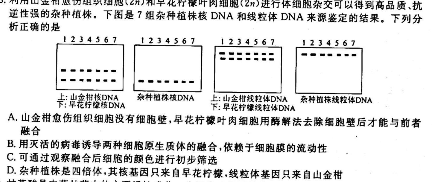 ［广东大联考］广东省2024届高三年级上学期11月联考生物学试题答案