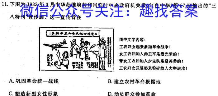 江西省2024届九年级第二次阶段适应性评估【R-PGZX A-JX】历史试卷