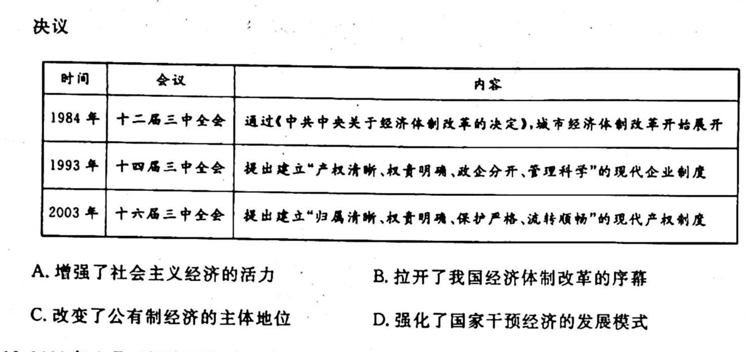 河北省沧州市2023-2024学年九年级第一学期教学质量检测二（10.10）历史