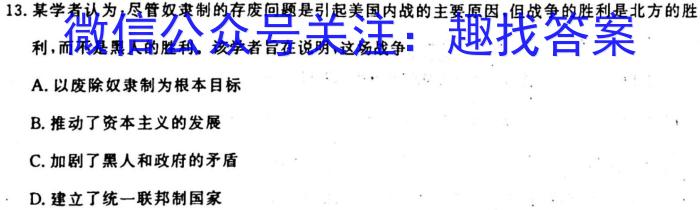 安徽省2023-2024学年度第一学期九年级第一次诊断性阶段检测历史试卷