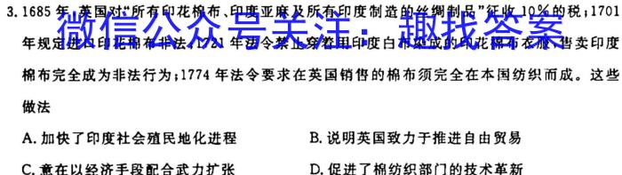 衡水金卷先享题分科综合卷2024年普通高等学校招生全国统一考试模拟试题(一)历史