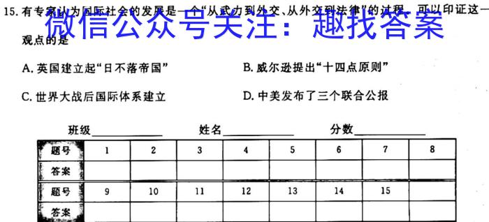 河北省2024届高三年级大数据应用调研联合测评(Ⅰ)历史