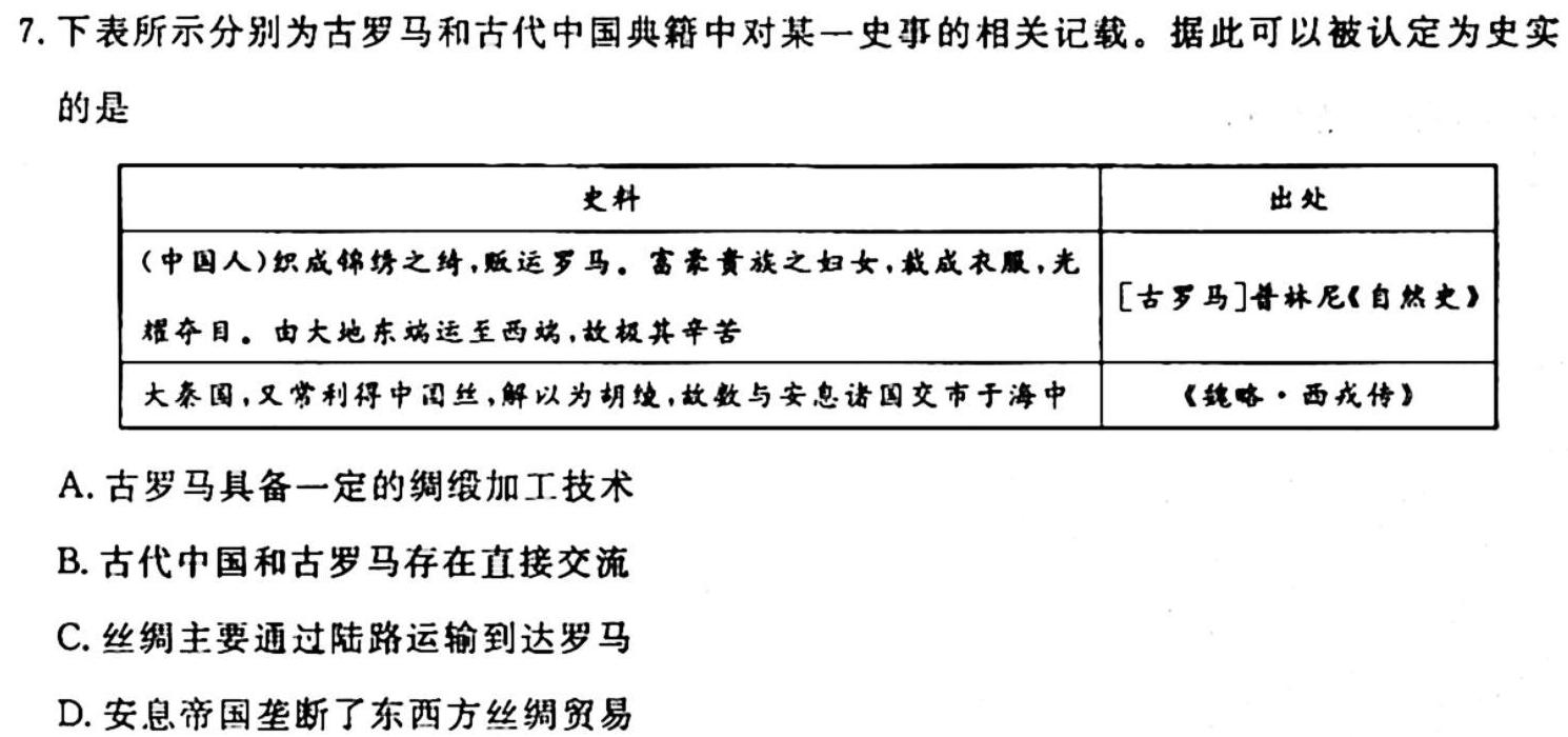 陕西省2024届九年级阶段性检测K历史