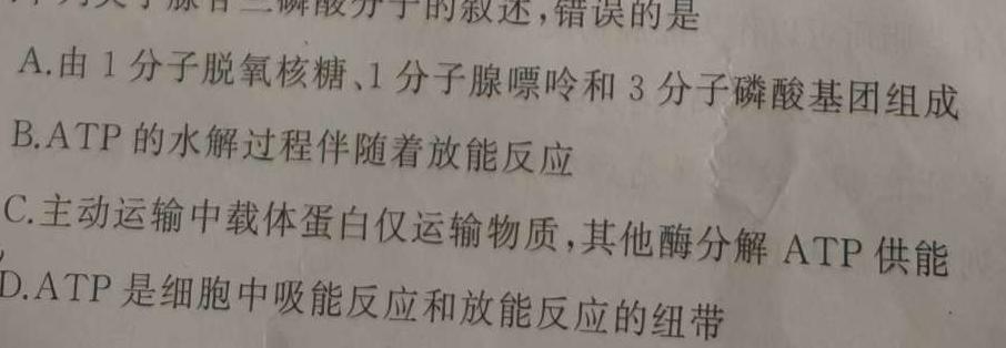 安徽省2023-2024学年度第一学期八年级期中素质教育评估试卷生物