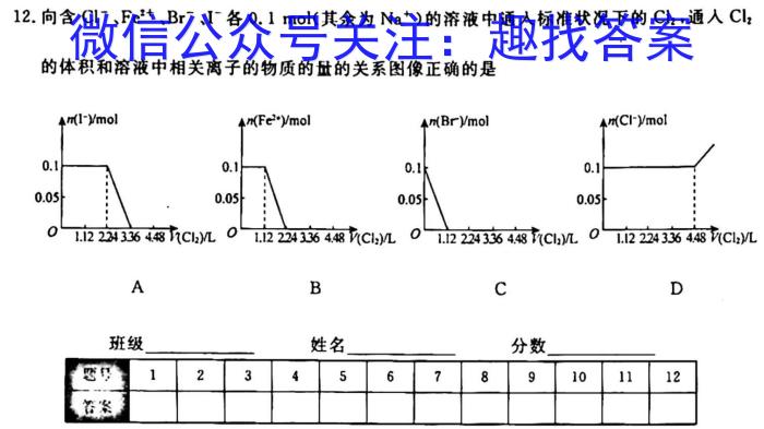 q江西省2023一2024学年九年级高效课堂练习（二）化学