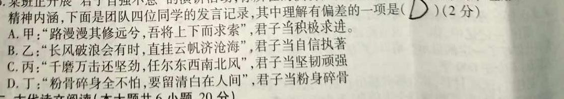 广东省2024届九年级期中综合评估[2LR]语文试卷 答案