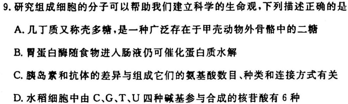 河北省2024届高三年级大数据应用调研联合测评(Ⅰ)生物学试题答案