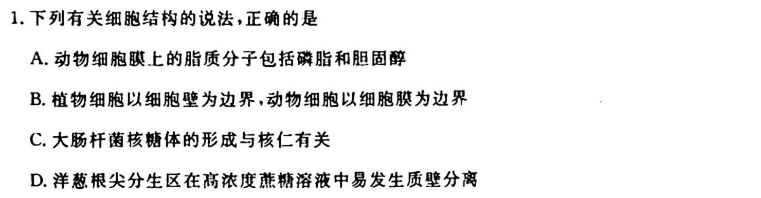 安徽省2023-2024学年度九年级上学期阶段性练习（二）生物学试题答案