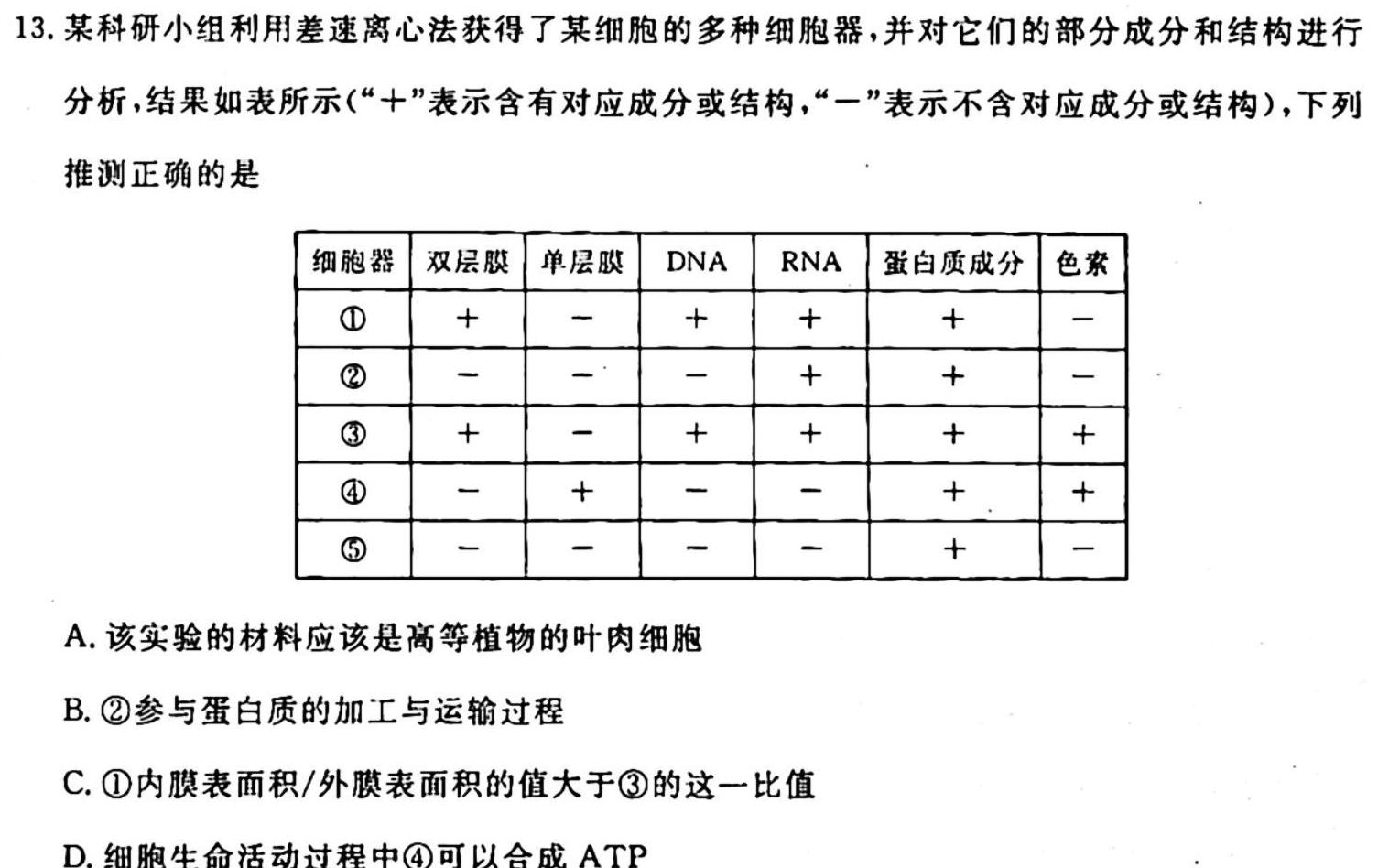 安徽省2023-2024学年度九年级阶段质量检测【R- PGZX D AH⭕】生物
