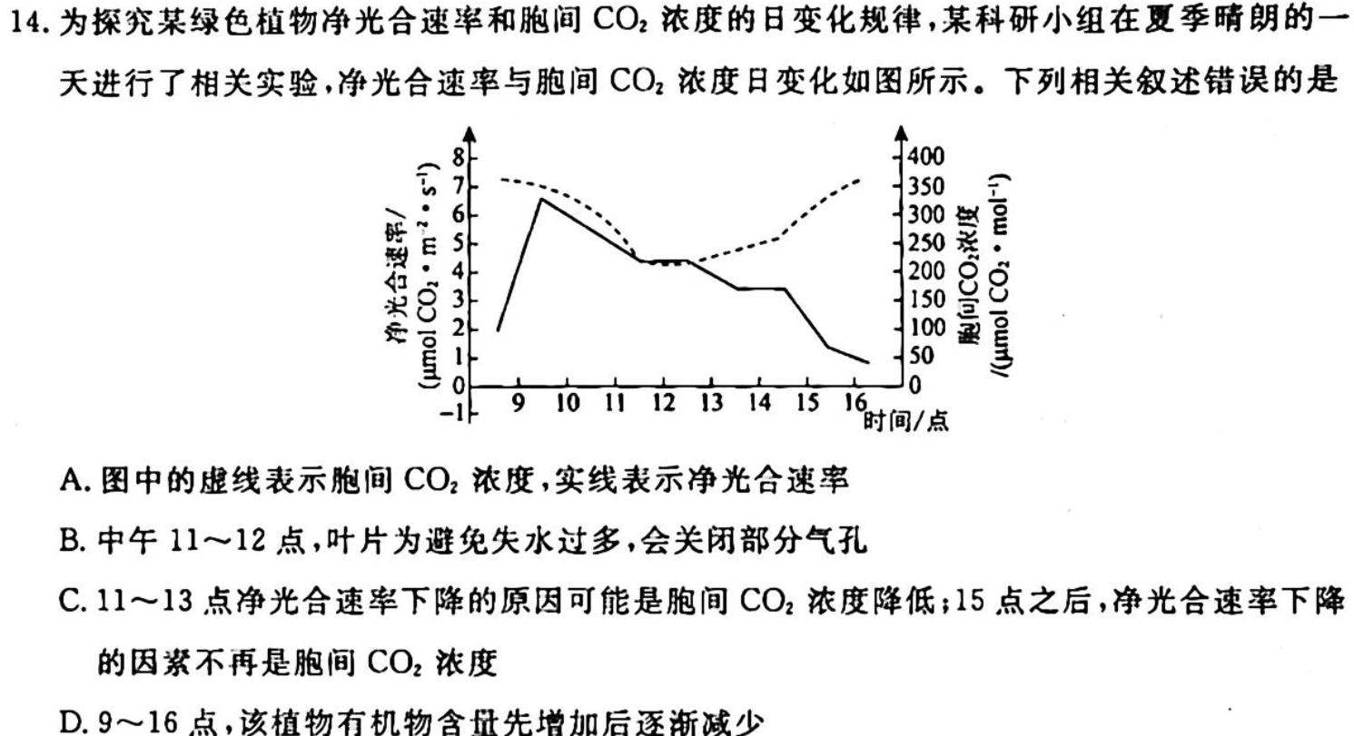 成都石室中学2023-2024学年度上学期高2024届十月月考生物