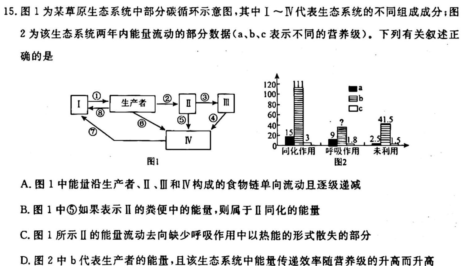 天一大联考 安徽专版2023-2024学年(上)高一阶段性测试(一)生物学试题答案