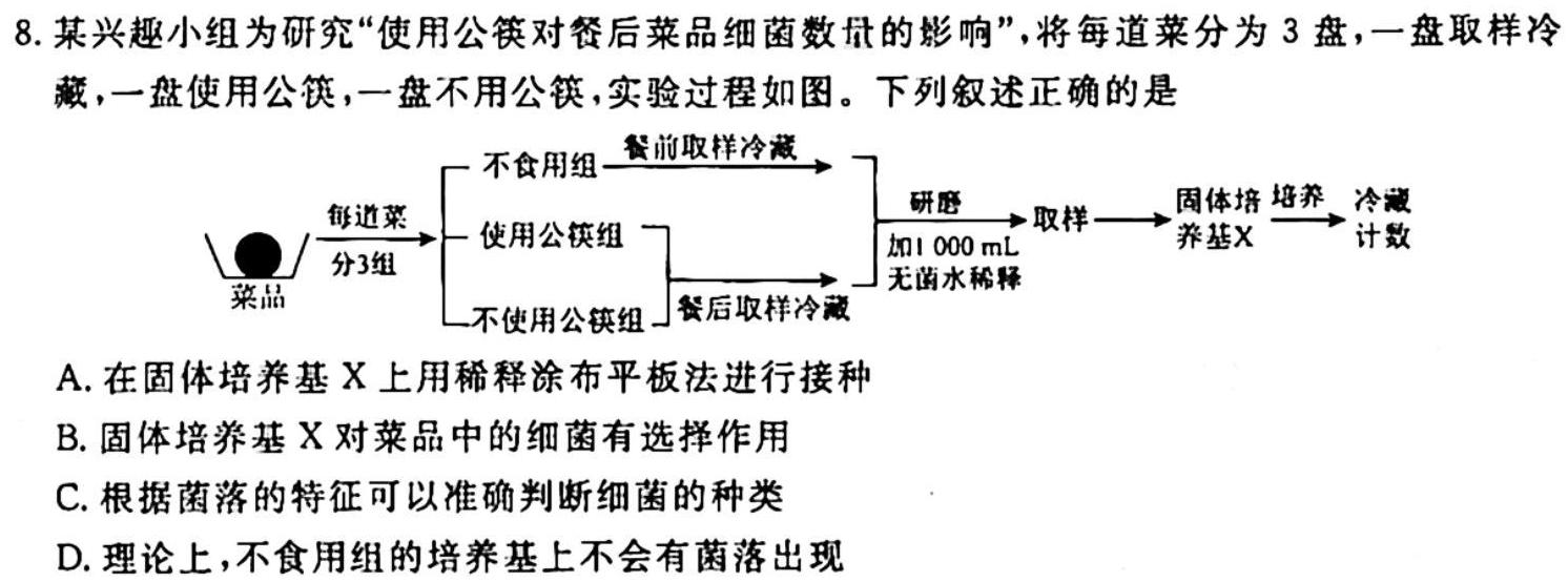 百师联盟•山东省2023-2024学年高一十月大联考生物学试题答案