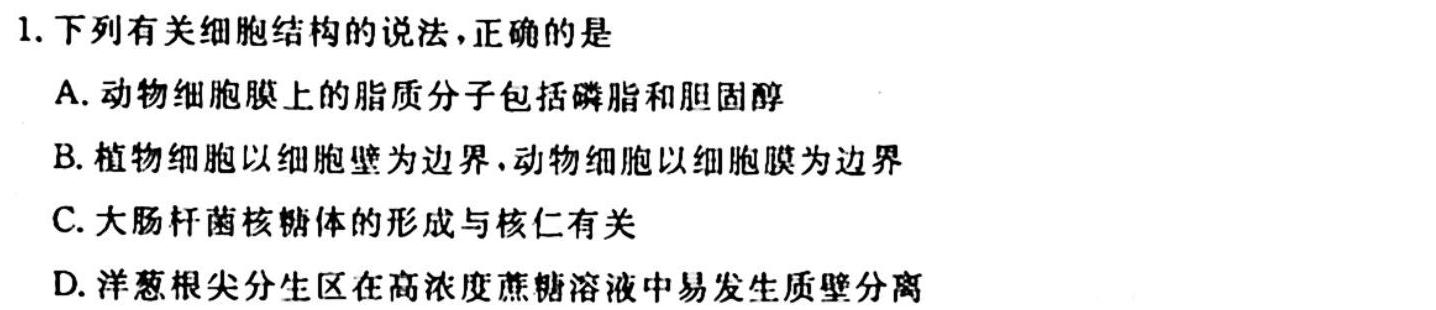 天一大联考 2023-2024学年高中毕业班阶段性测试(二)生物