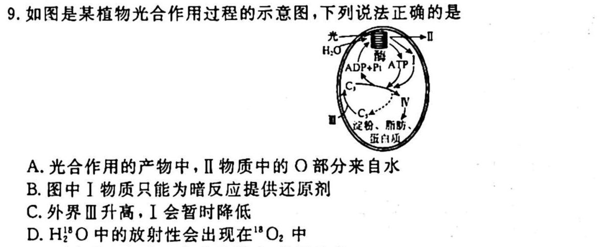 衡中同卷 2023-2024学年度高考分科综合测试卷(二)2生物