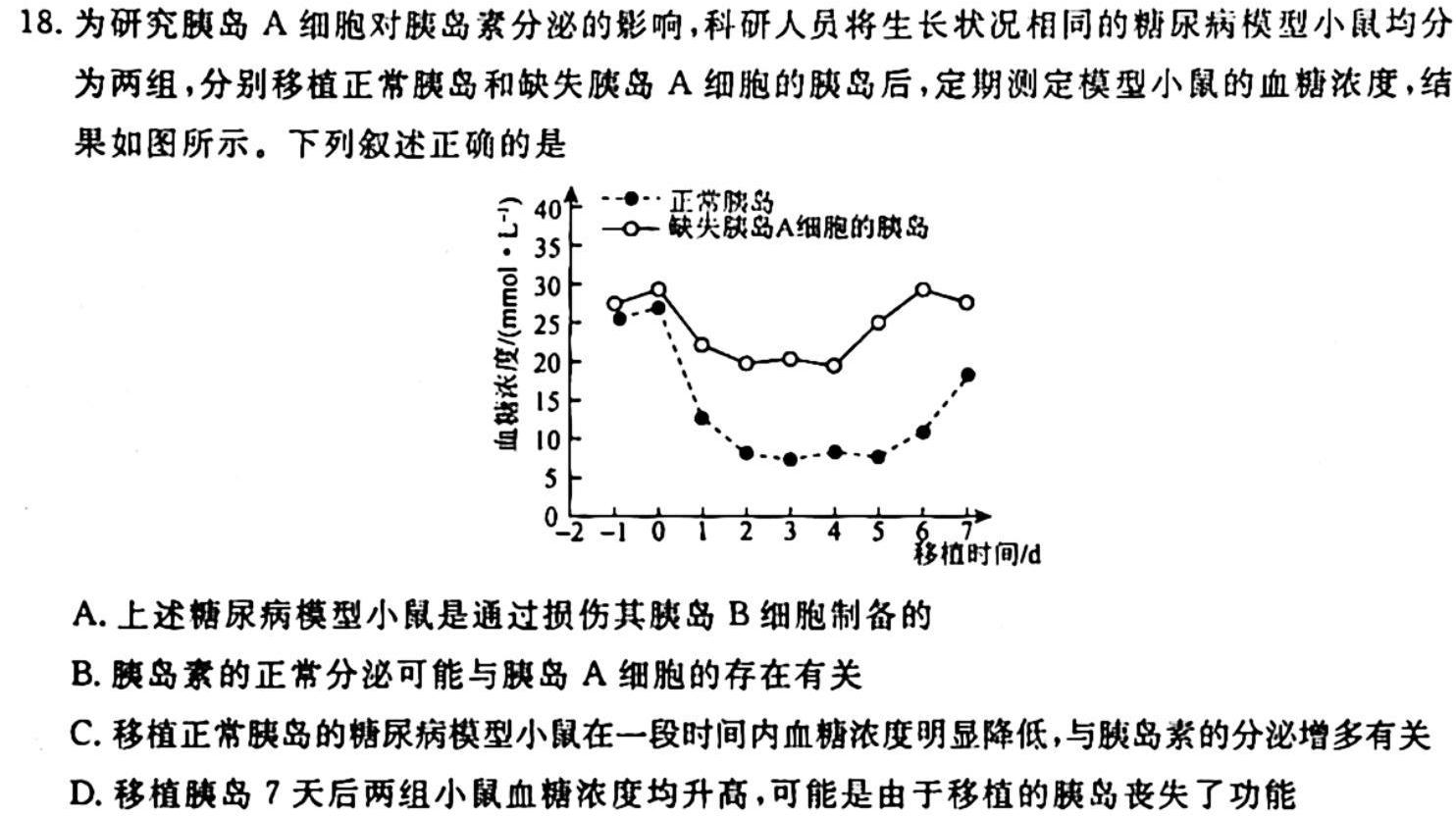 2023年赣州市十八县（市、区）二十三校高二年级期中联考（11月）生物