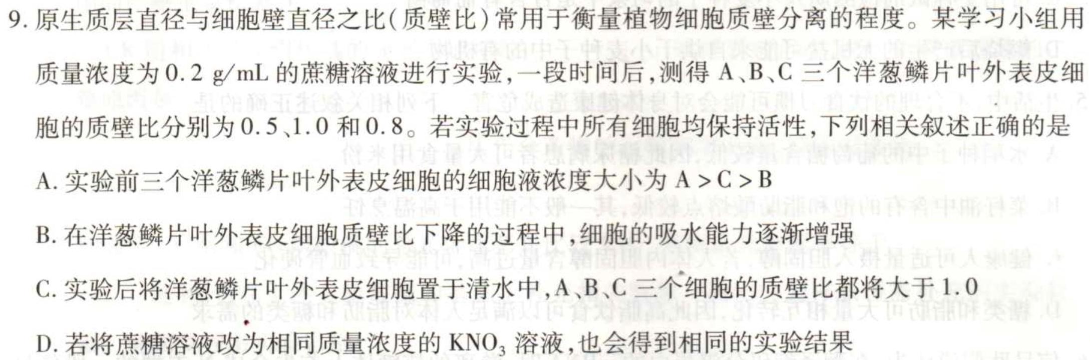 安徽省2023-2024学年度八年级上学期阶段评估（一）【1LR】生物学试题答案