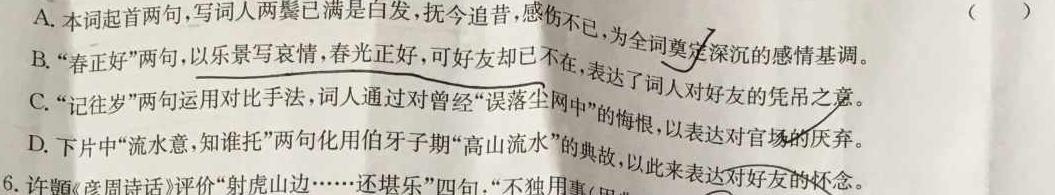 2023-2024学年湖北省高二考试11月联考(24-154B)语文试卷 答案