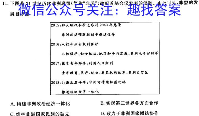 2024届全国名校高三单元检测示范卷(十九)历史试卷