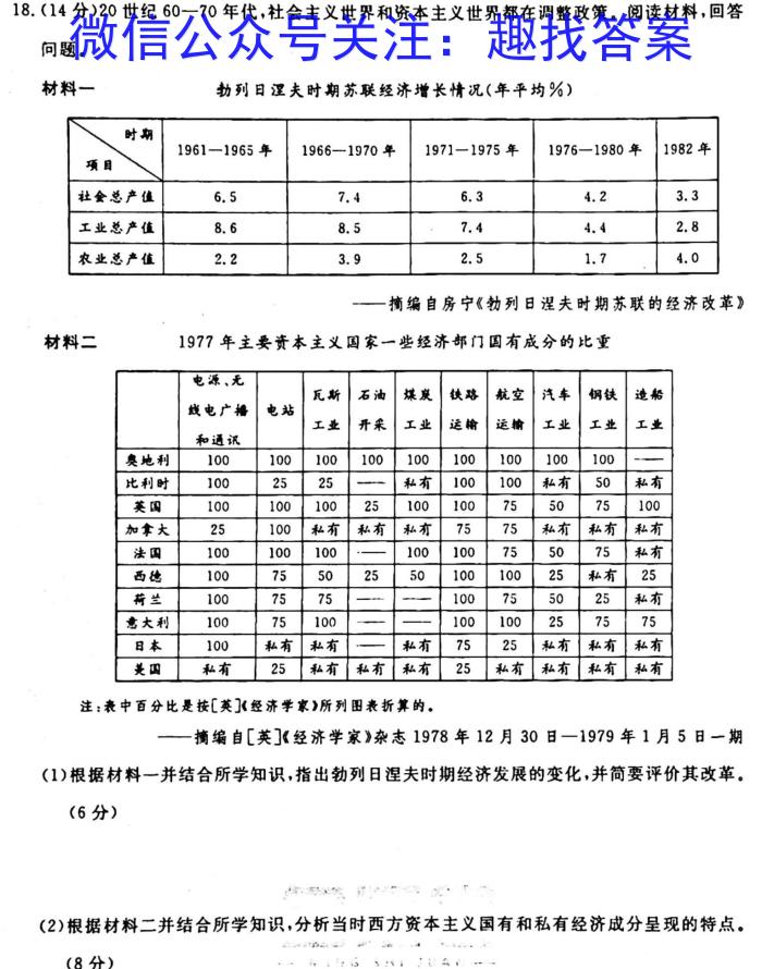 富平县2024届高三摸底考试（10月）历史