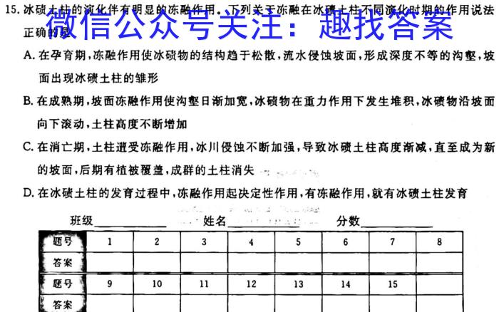 [今日更新]2023-2024学年河北省高二下学期开学检测考试(24-344B)地理h