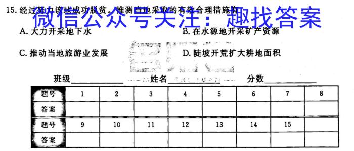 光明区2024届高三年级调研考试（10月）地理.