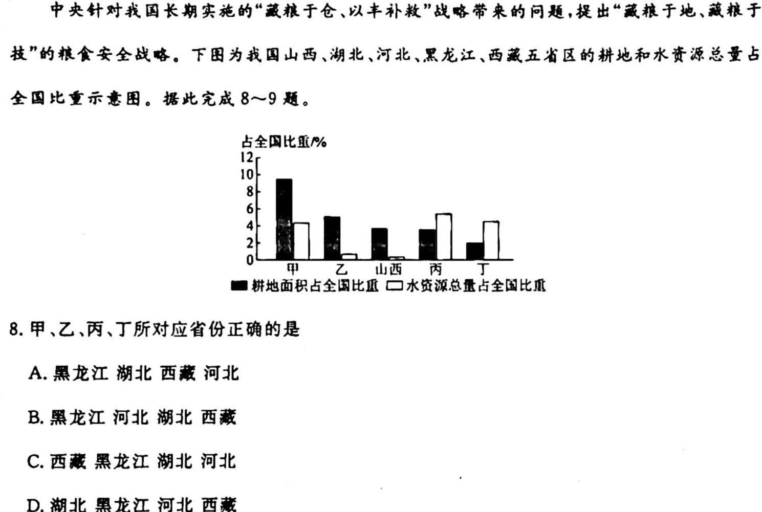 云南省2023~2024学年高二年级下学期期中教学质量监测地理试卷答案。