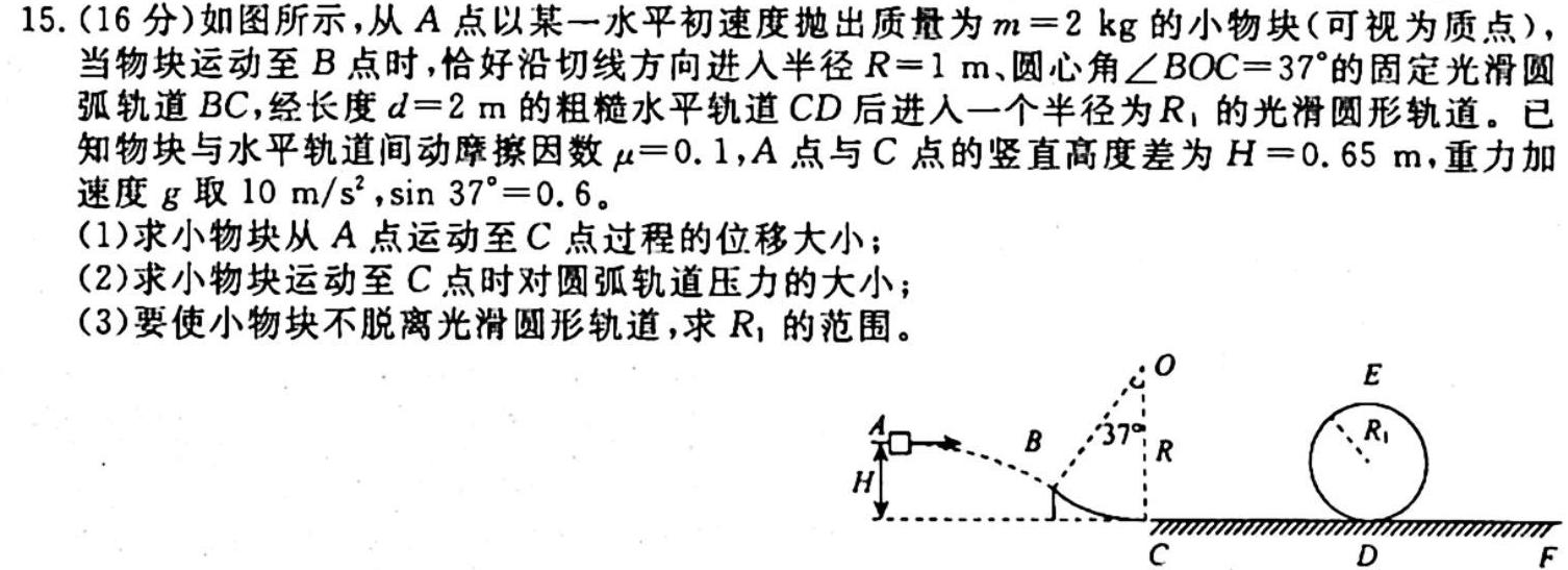 [今日更新]智慧上进·2024届高三总复习双向达标月考调研卷（二）.物理试卷答案