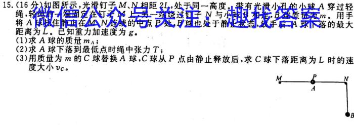 衡水金卷先享题月考卷 2023-2024学年度上学期高二年级二调考试f物理