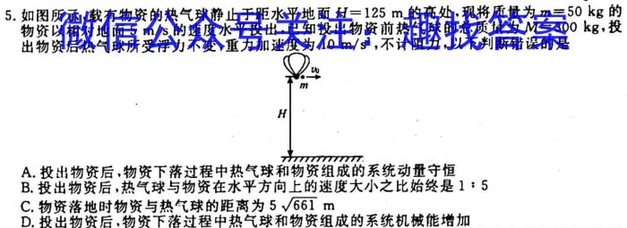 天一大联考 甘肃省2024届高三10月联考物理`