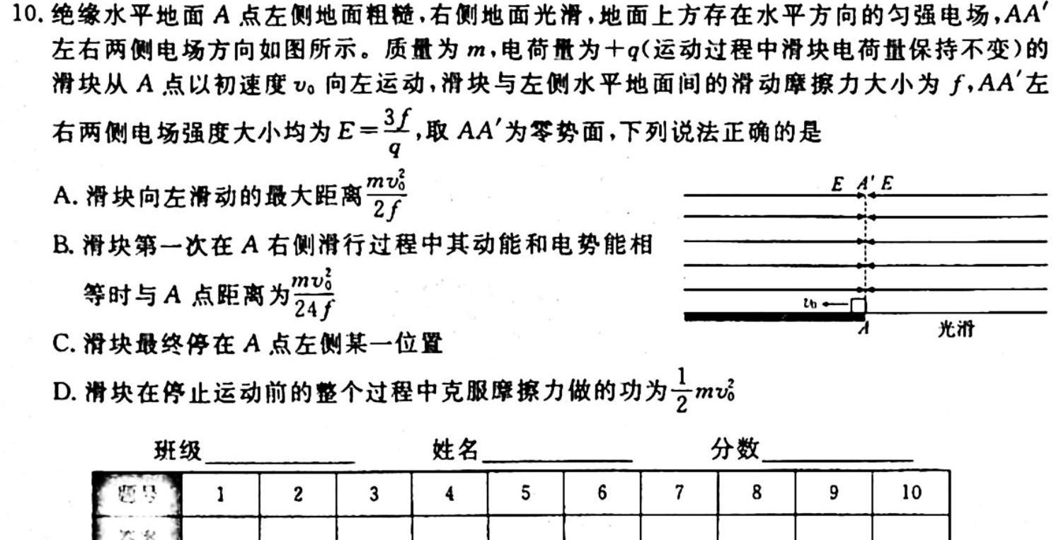 2023年全国名校高一上学期第一次月考（BB-X-F-1-唐）物理.