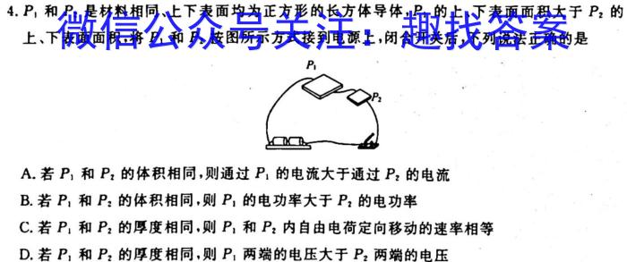 九师联盟2023~2024高三核心模拟卷四(上)(物理)