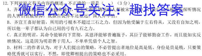 2023-2024学年安徽省九年级教学质量检测（二）语文