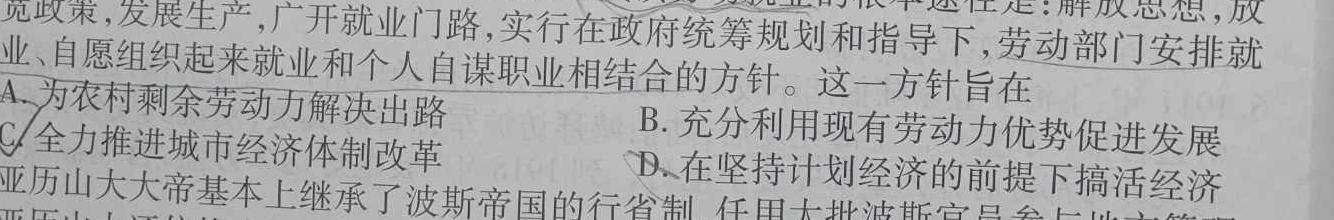九师联盟2023-2024学年高三10月质量检测（L）历史