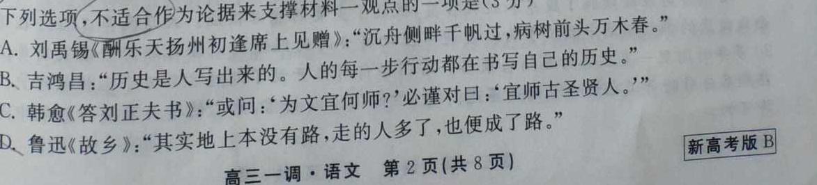 洛平许济2023-2024学年高三第一次质量检测(10月)语文