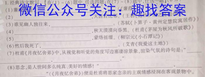山西省实验中学2023-2024学年九年级第一学期第一次阶段性测评（卷）/语文