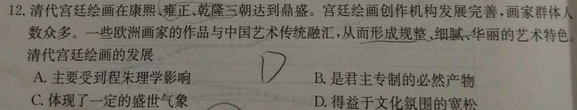 南阳市第九完全学校高三第二次调研考试历史